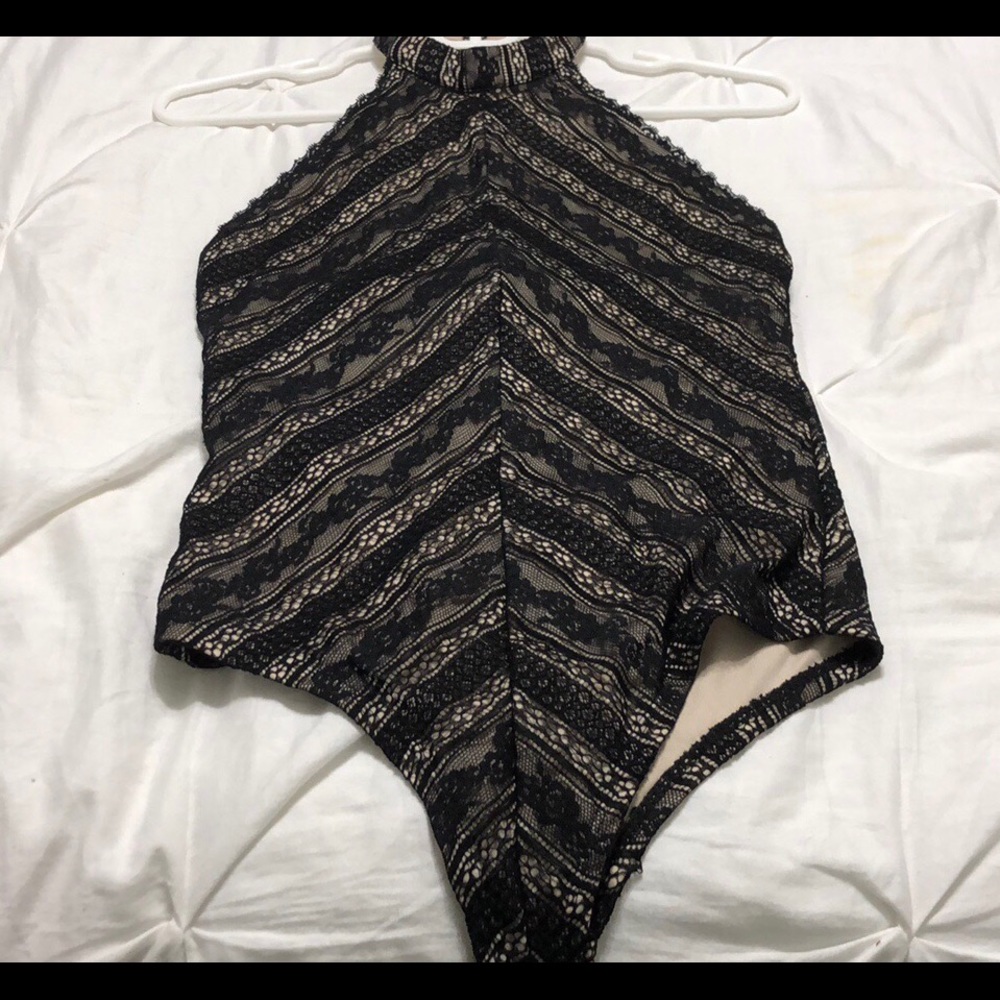 Black lace halter top  bodysuit